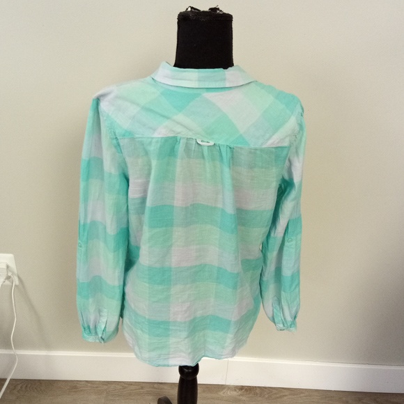 Relativity Women's Green Blue Checkered Long Sleeve Button-down Shirt L - Picture 3 of 7